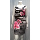 Black and White Striped Flower Print Bodycon